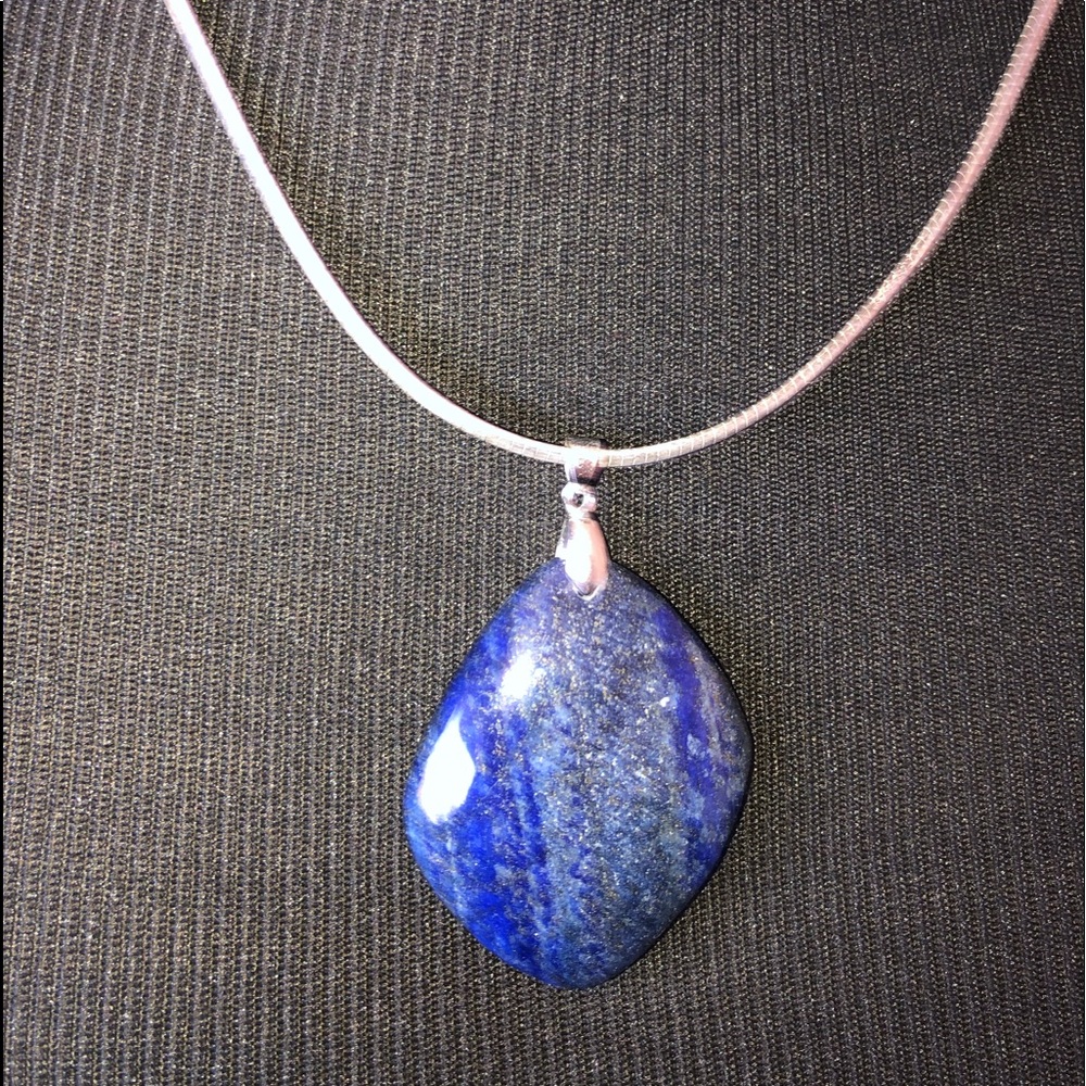 🛍️ Genuine Lapis Lazuli Modernist Pendant - Picture 5 of 13